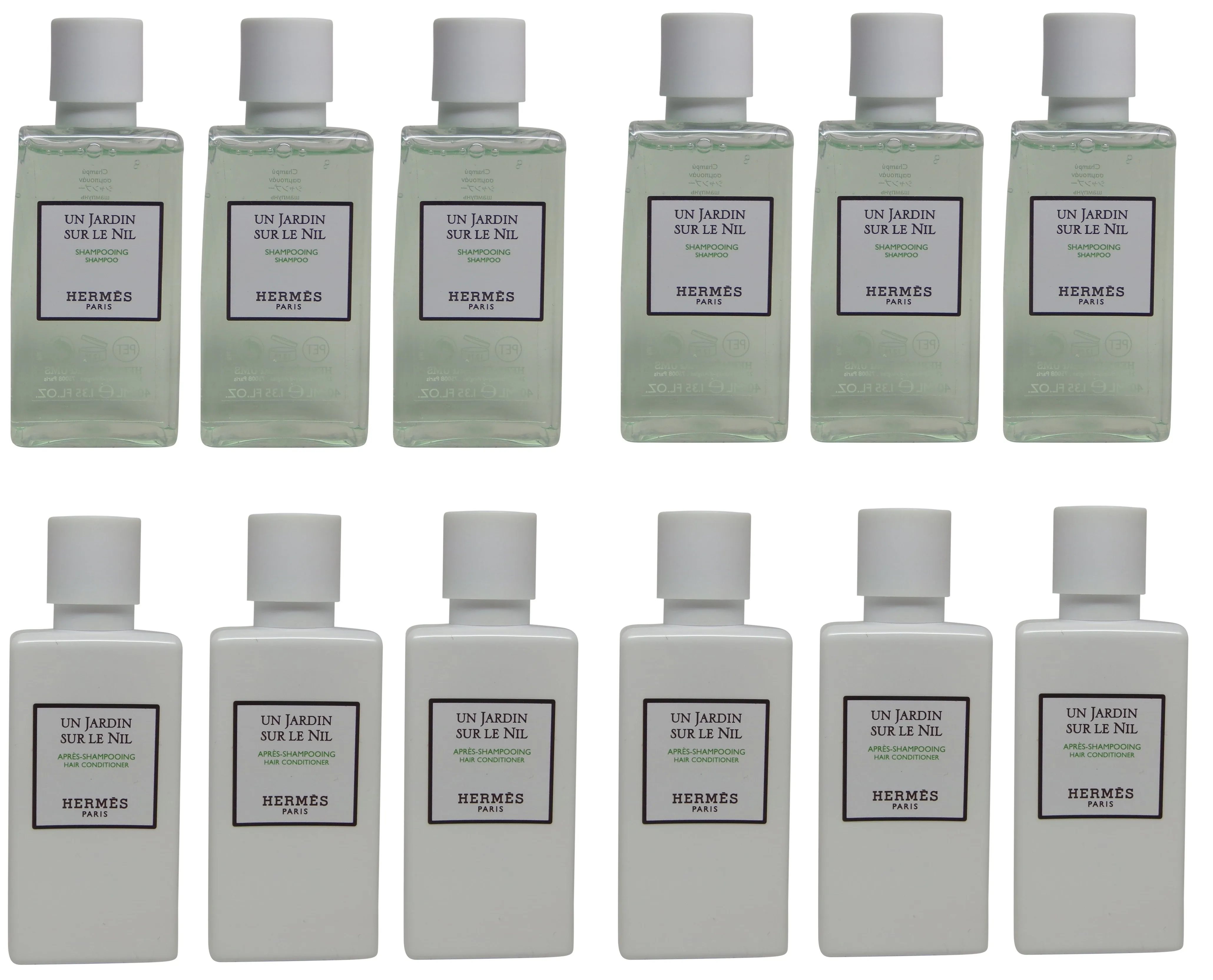 Hermes Un Jardin Sur le Nil Shampoo & Conditioner lot of 12 (6 of each) 1.35oz bottles