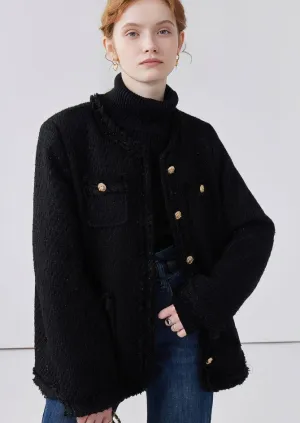 HIGH-END LOOSE TWILL GOLD BUCKLE JACKET