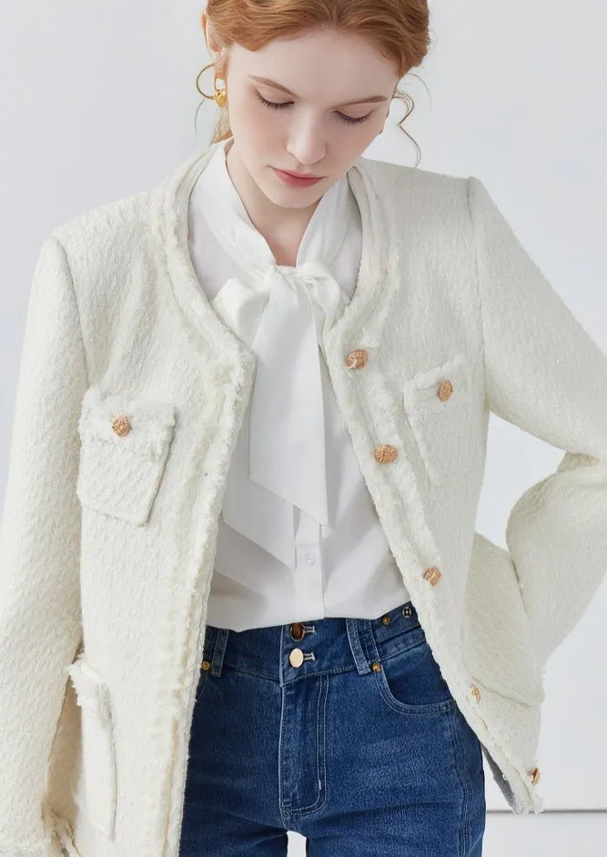 HIGH-END LOOSE TWILL GOLD BUCKLE JACKET