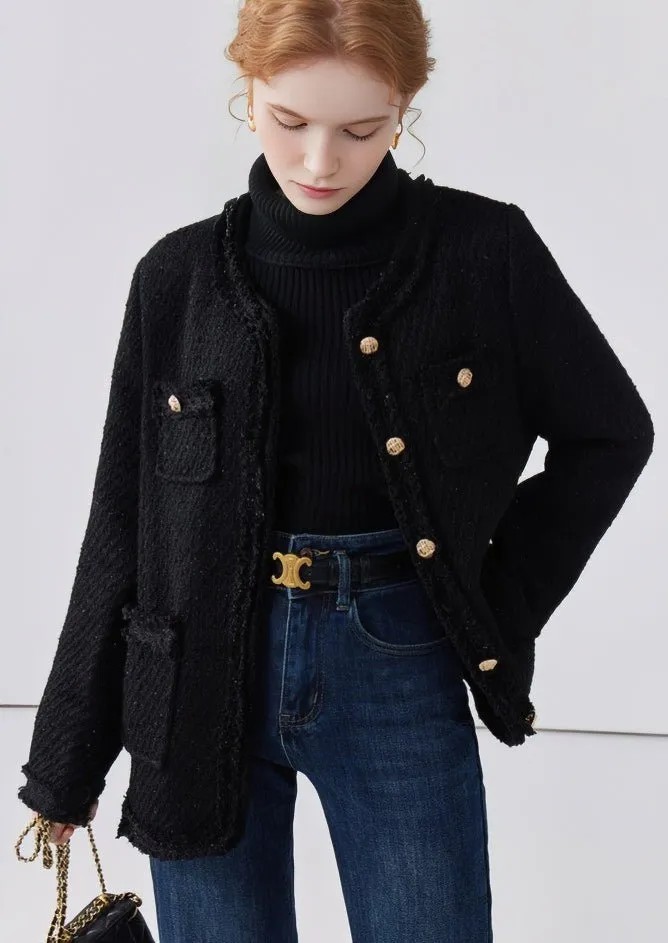 HIGH-END LOOSE TWILL GOLD BUCKLE JACKET