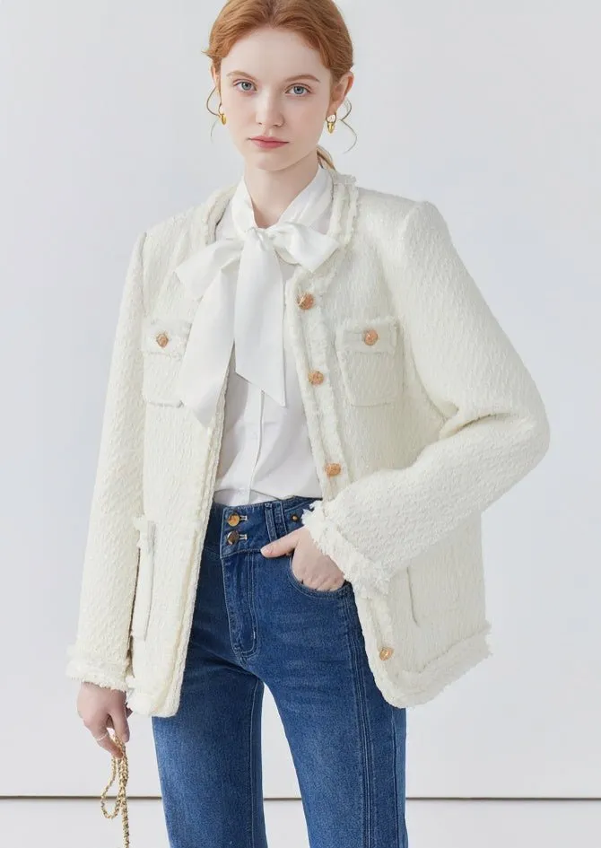 HIGH-END LOOSE TWILL GOLD BUCKLE JACKET