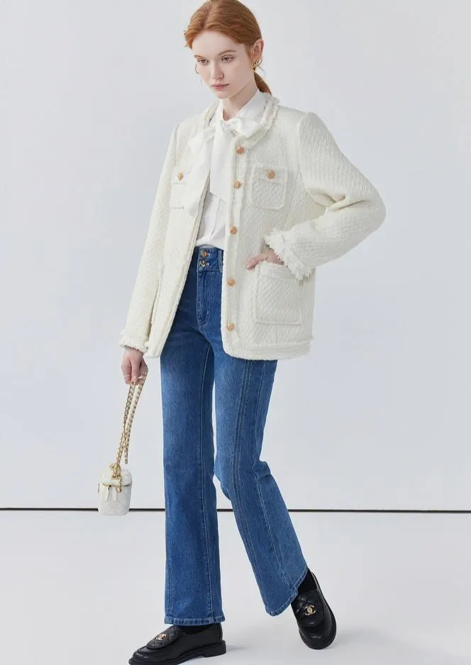 HIGH-END LOOSE TWILL GOLD BUCKLE JACKET