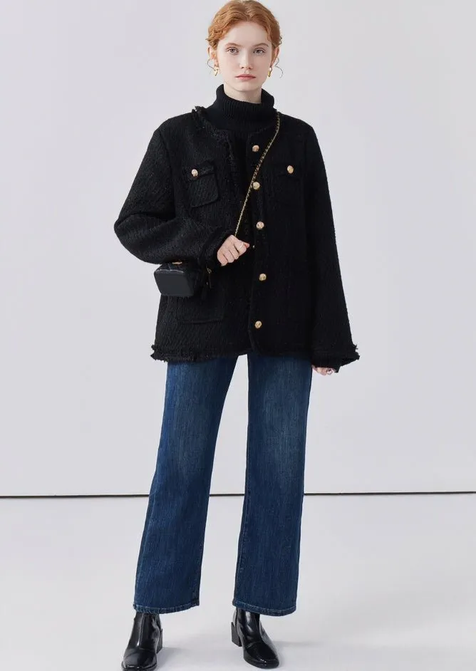 HIGH-END LOOSE TWILL GOLD BUCKLE JACKET