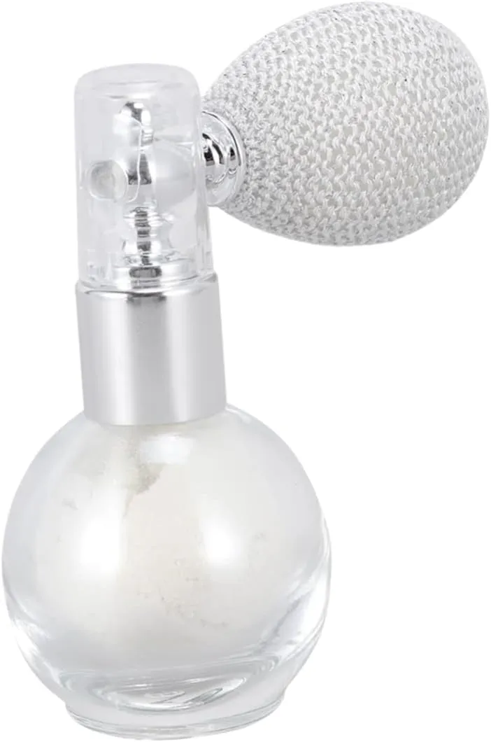 Highlighter Powder Sprayer Pearl White Glitter Perfume Bottle Lightweight and Durable Loose Powder Spraying Tool for Face Body Hair Makeup Application