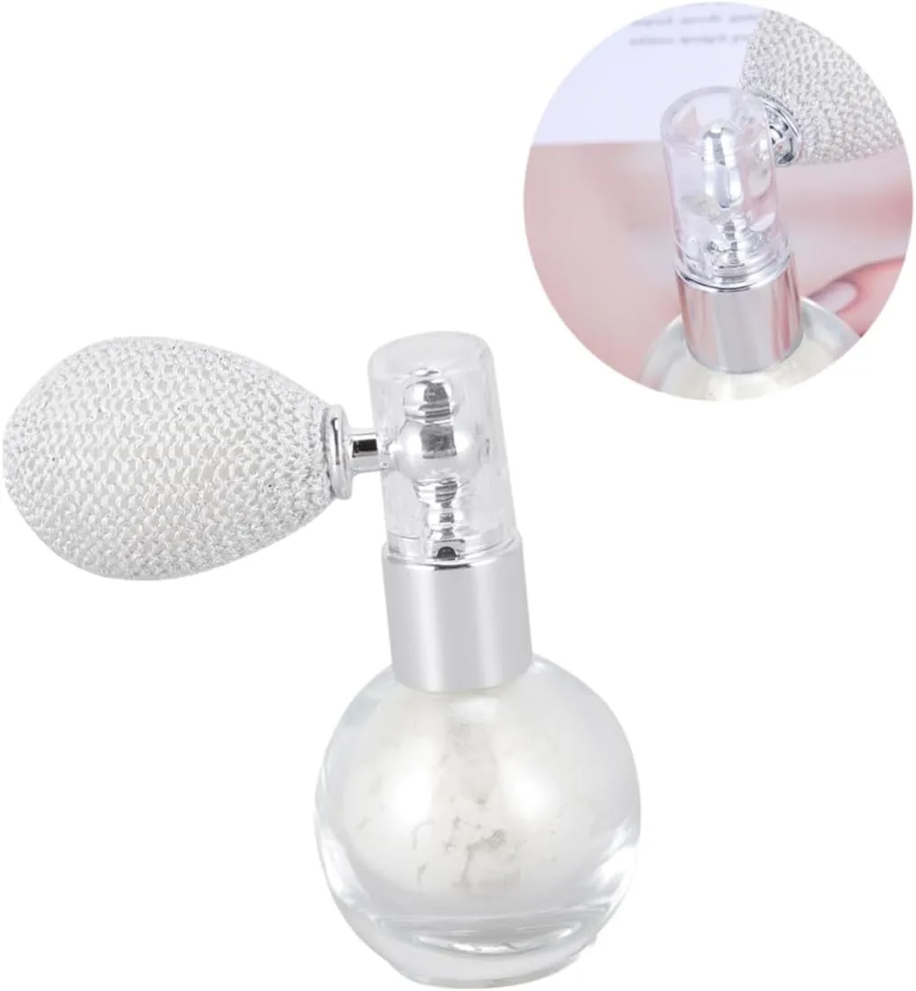 Highlighter Powder Sprayer Pearl White Loose Powder Tool for Face Body Hair Lightweight Oil Talc Mineral Formula Easy Application for Women