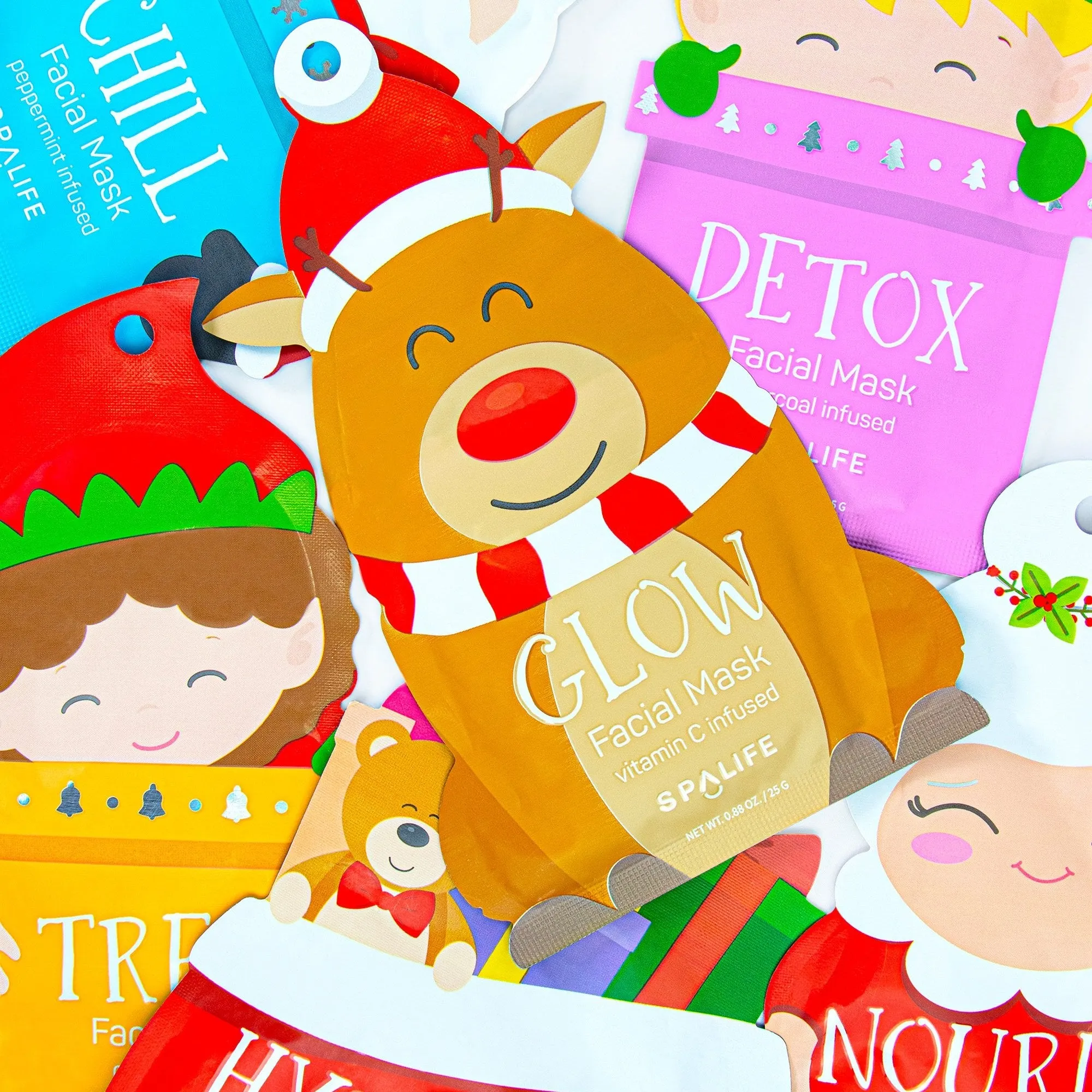 Holiday Santa's Squad Facial Masks Gift Set - 12 Pack