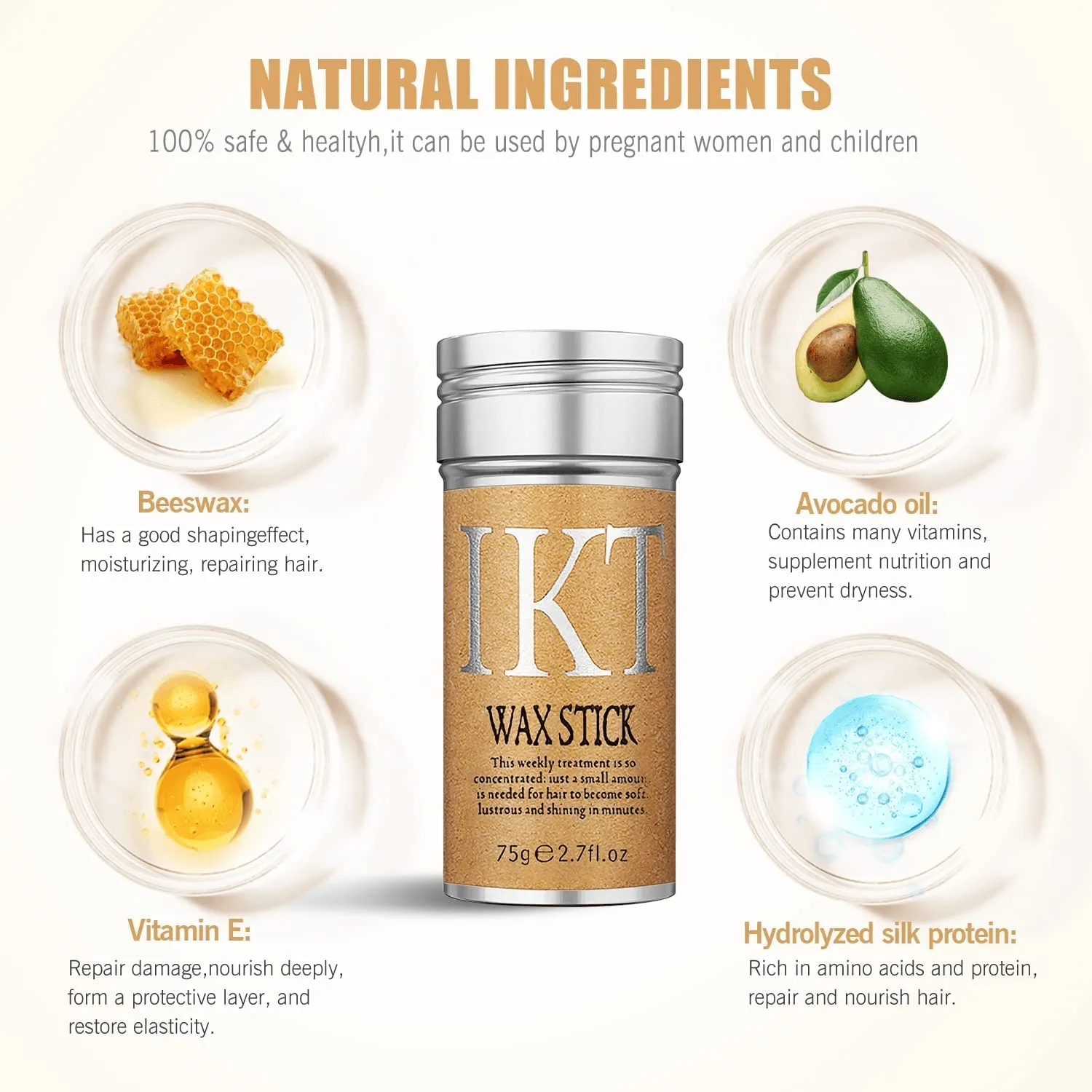 IKT Hair Wax Stick For Soft & Sorted Hair - 75g