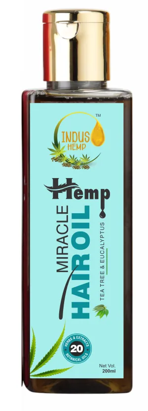 INDUS HEMP MIRACLE HEMP HAIR OIL  WITH TEA TREE OIL AND EUCALYPTUS OIL, 200ML