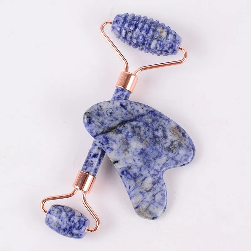Jade Roller Scrapping Plate Massage Board Set Shaving Plate Crystal Blue Point Stone Thorn Roller Scrapping Plate