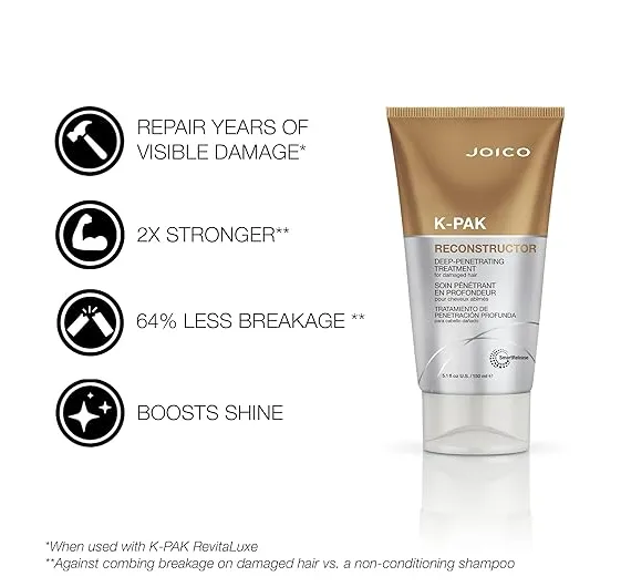 Joico K-PAK Reconstructor Deep-Penetrating Treatment | For Severely Damaged Hair | Repair & Strengthen Strands | Rebuild & Fortify Damaged Hair | Improve Elasticity | With Keratin & Arginine