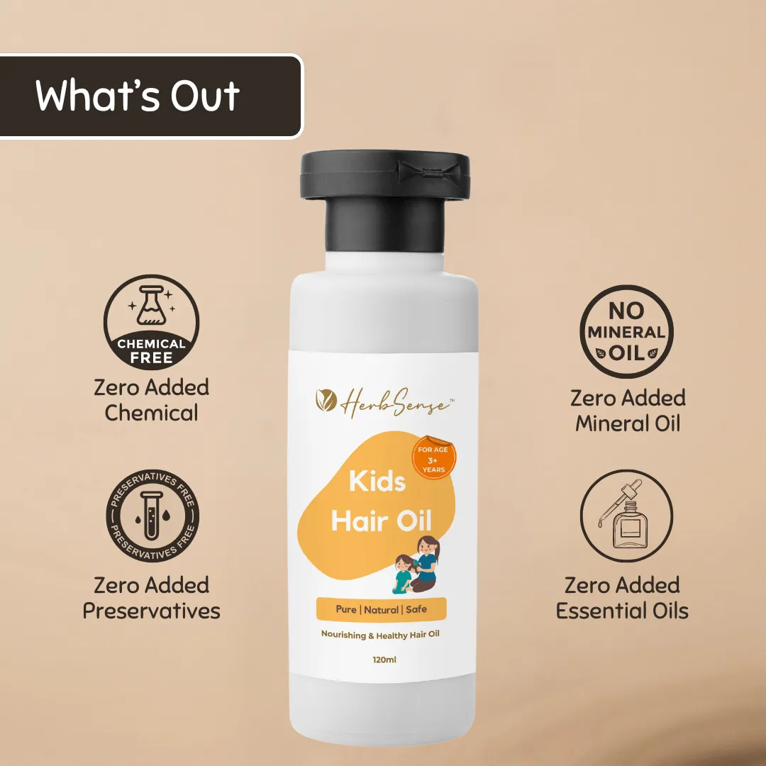 Kids Hair Oil - Pure Blend of Wood Pressed Oils & Herbs | For Age 3  Years | 120ml