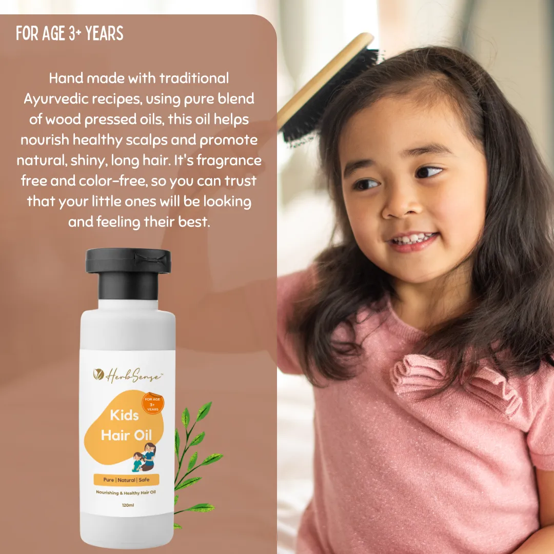 Kids Hair Oil - Pure Blend of Wood Pressed Oils & Herbs | For Age 3  Years | 120ml