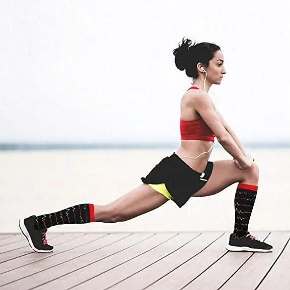Knee-High Compression Socks Trigonometric Geometry Pattern Sports Nylon Stockings