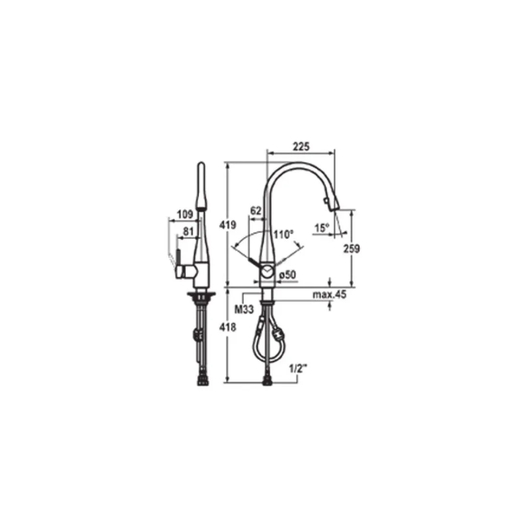 KWC Eve Pull Out Sink Mixer - Chrome