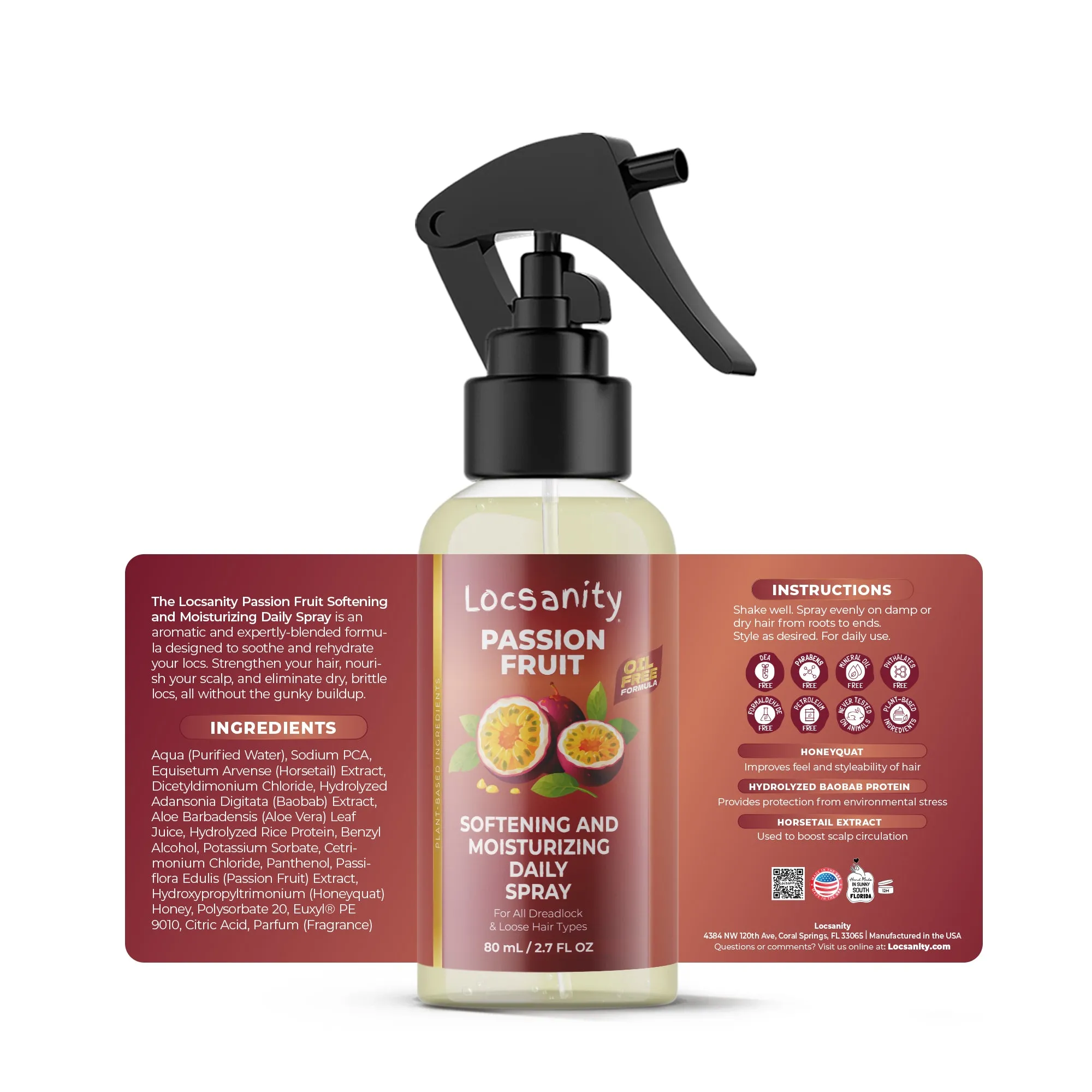 Locsanity Teen Locs Travel Sample Kit, 2-in-1 Shampoo and Conditioner, Hair Oil, Passion Fruit Moisturizing Spray, Rosewater Peppermint Tightening with Black Hawaiian Sea Salt, Liquid Edge Gel