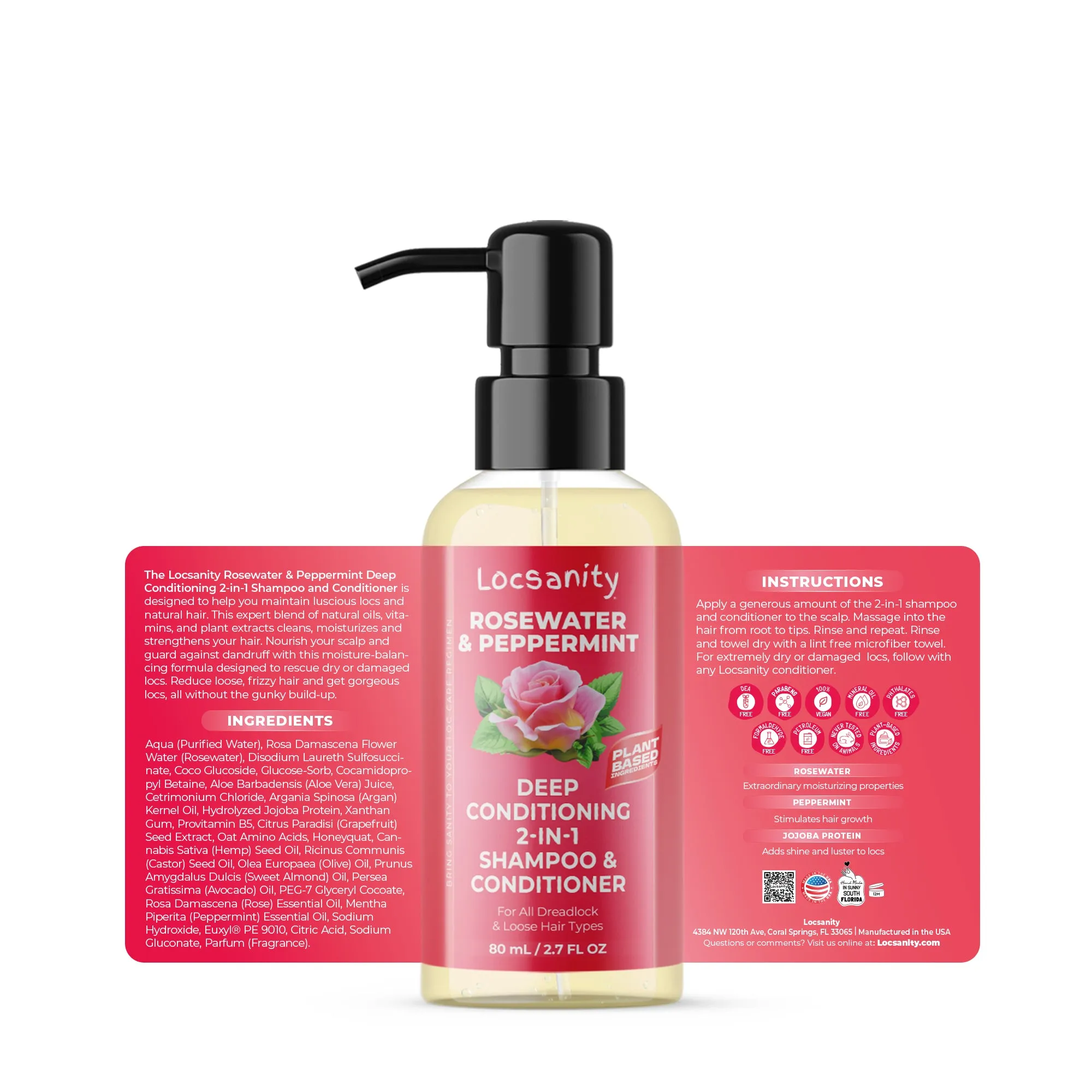 Locsanity Teen Locs Travel Sample Kit, 2-in-1 Shampoo and Conditioner, Hair Oil, Passion Fruit Moisturizing Spray, Rosewater Peppermint Tightening with Black Hawaiian Sea Salt, Liquid Edge Gel