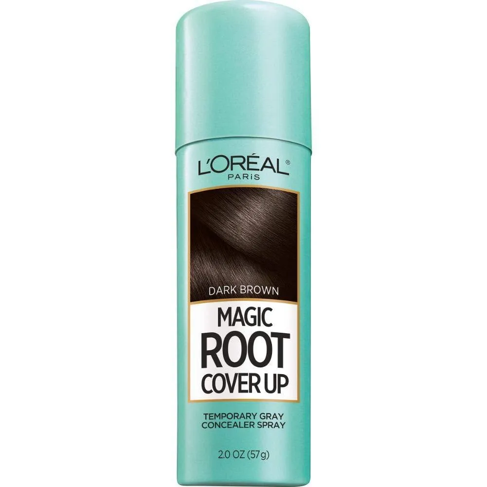 L'Oreal Paris Magic Root Cover Up Temporary Gray Concealer Spray, Dark Brown 2 oz