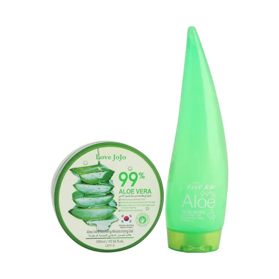 Love Jojo 99% Aloe Vera Gift Box Moisturizing Gel 300ml & Scrub Gel 200ml
