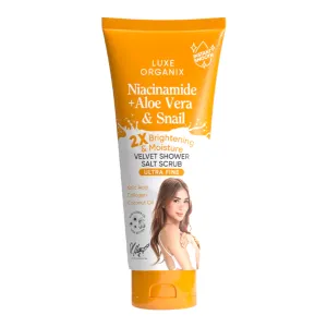 LUXE ORGANIX Niacinamide   Aloe Vera & Snail Velvet Shower Salt Scrub 320g - ( YELLOW )