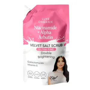 LUXE ORGANIX - Niacinamide   Alpha Arbutin Velvet Salt Scrub Double Brightening  300G - ( PINK )