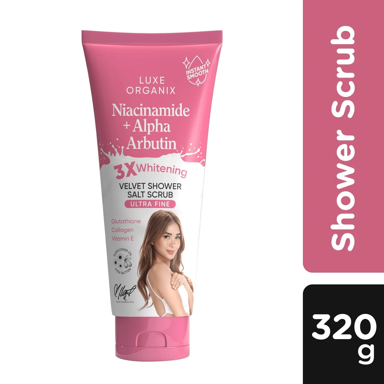 Luxe Organix Niacinamide   Alpha Arbutin Velvet Shower Salt Scrub - 320g