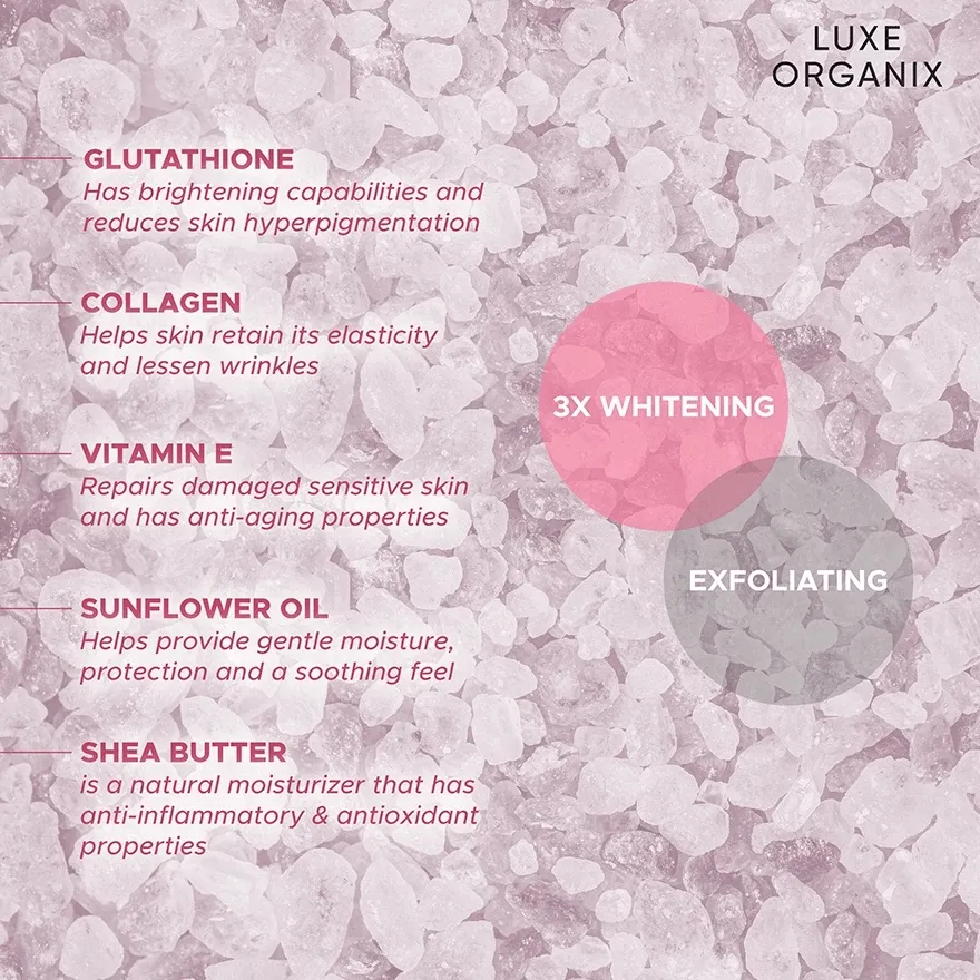 Luxe Organix Niacinamide   Alpha Arbutin Velvet Shower Salt Scrub - 320g