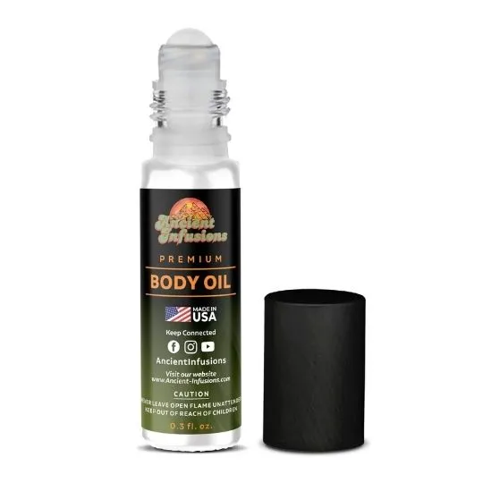 Luxury Amber Blue Roll-On Perfume Body Oil by Ancient Infusions – Uncut & Alcohol-Free for Women and Men