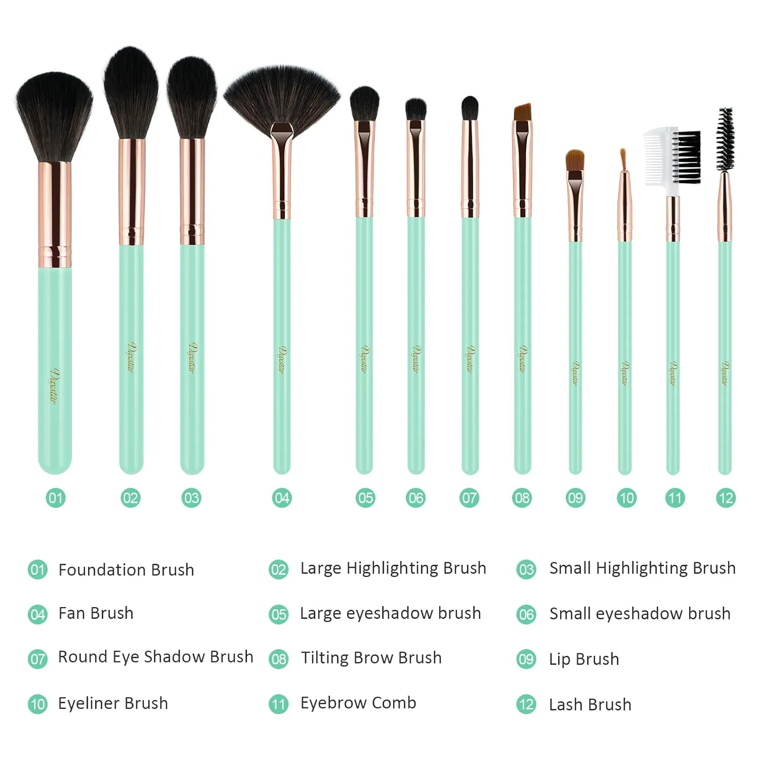 Makeup Brushes Set Professional - 12pcs Blue Make up Brush Set Foundation Eyebrow Blush Concealer Face Powder Eye Shadows Highlight Brush Kit Wooden Handle