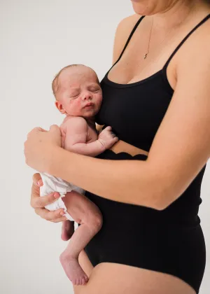 Maternity & Postpartum Support Bloomers - Scallop Edge Black