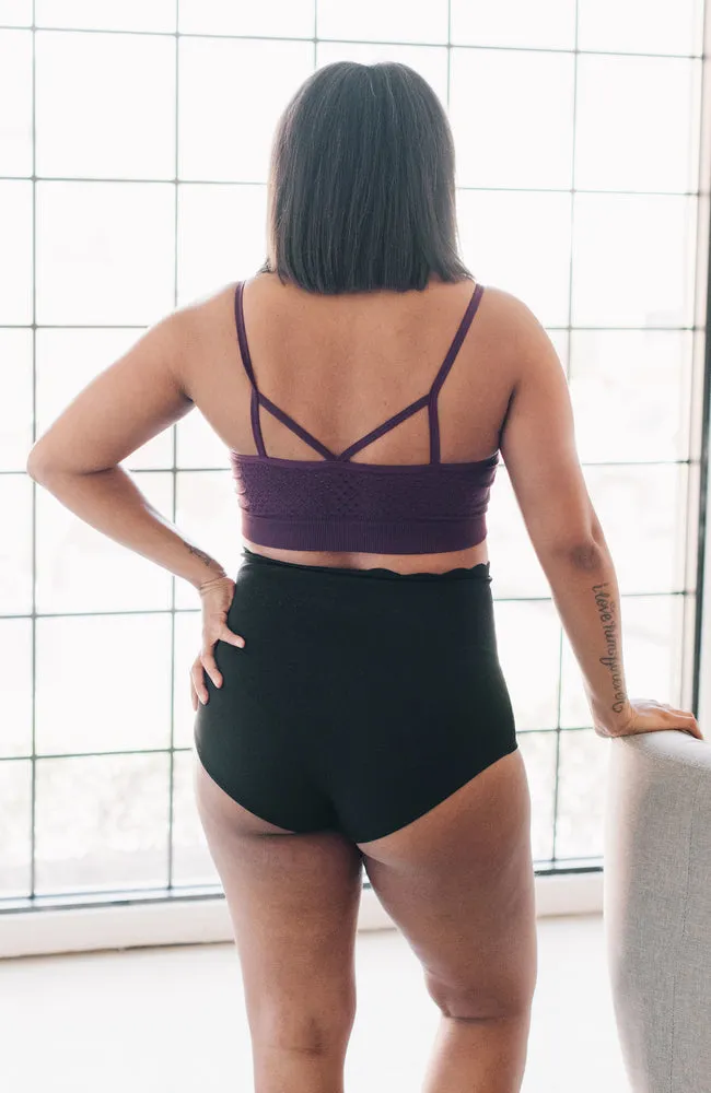 Maternity & Postpartum Support Bloomers - Scallop Edge Black