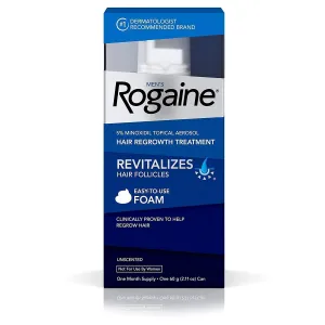 Men's Rogaine 5% Minoxidil Foam for Hair Loss and Hair Regrowth, Topical Treatment for Thinning Hair, 1-Month Supply
