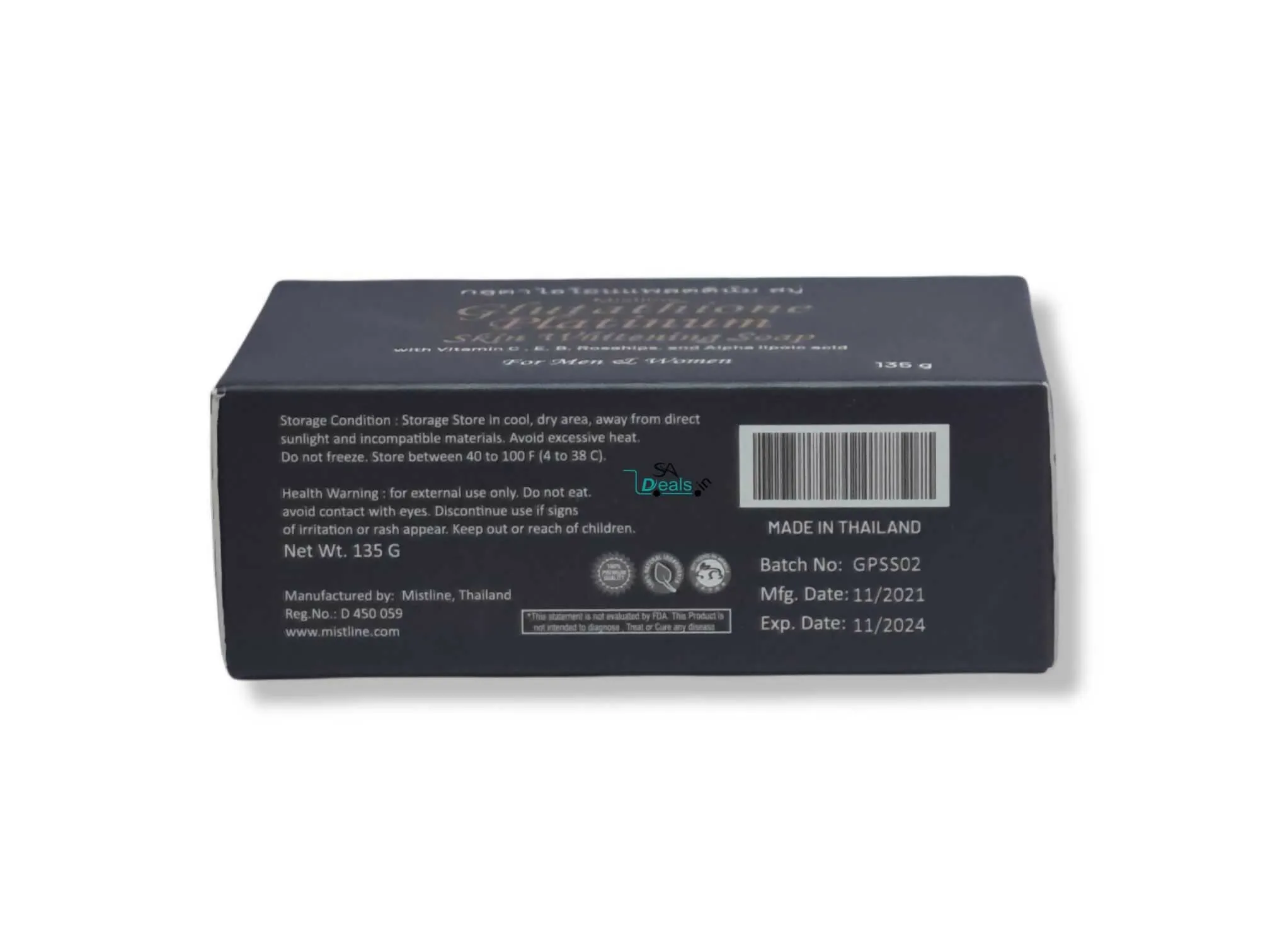 Mistline Glutathione Platinum Skin Whitening Soap 135g