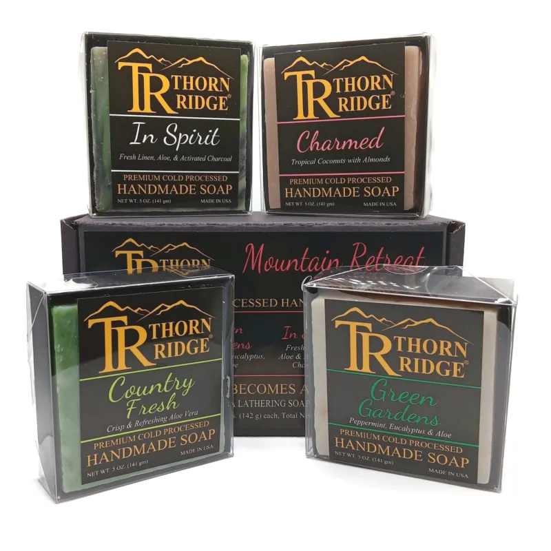 Mountain Retreat Collection: 4 Handmade Soap Bars - 5 Ounces Each (Pack of 4)