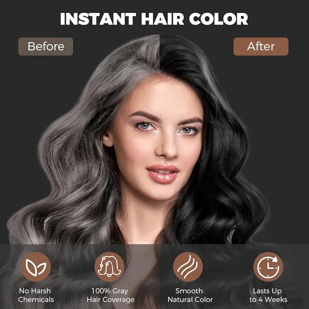 Natural Black Hair Dye Shampoo Instant &amp; Easy 3-in-1 Hair Color Solution&nbsp;