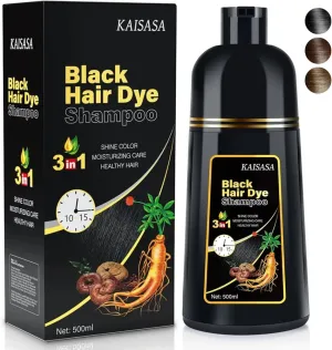 Natural Black Hair Dye Shampoo Instant &amp; Easy 3-in-1 Hair Color Solution&nbsp;
