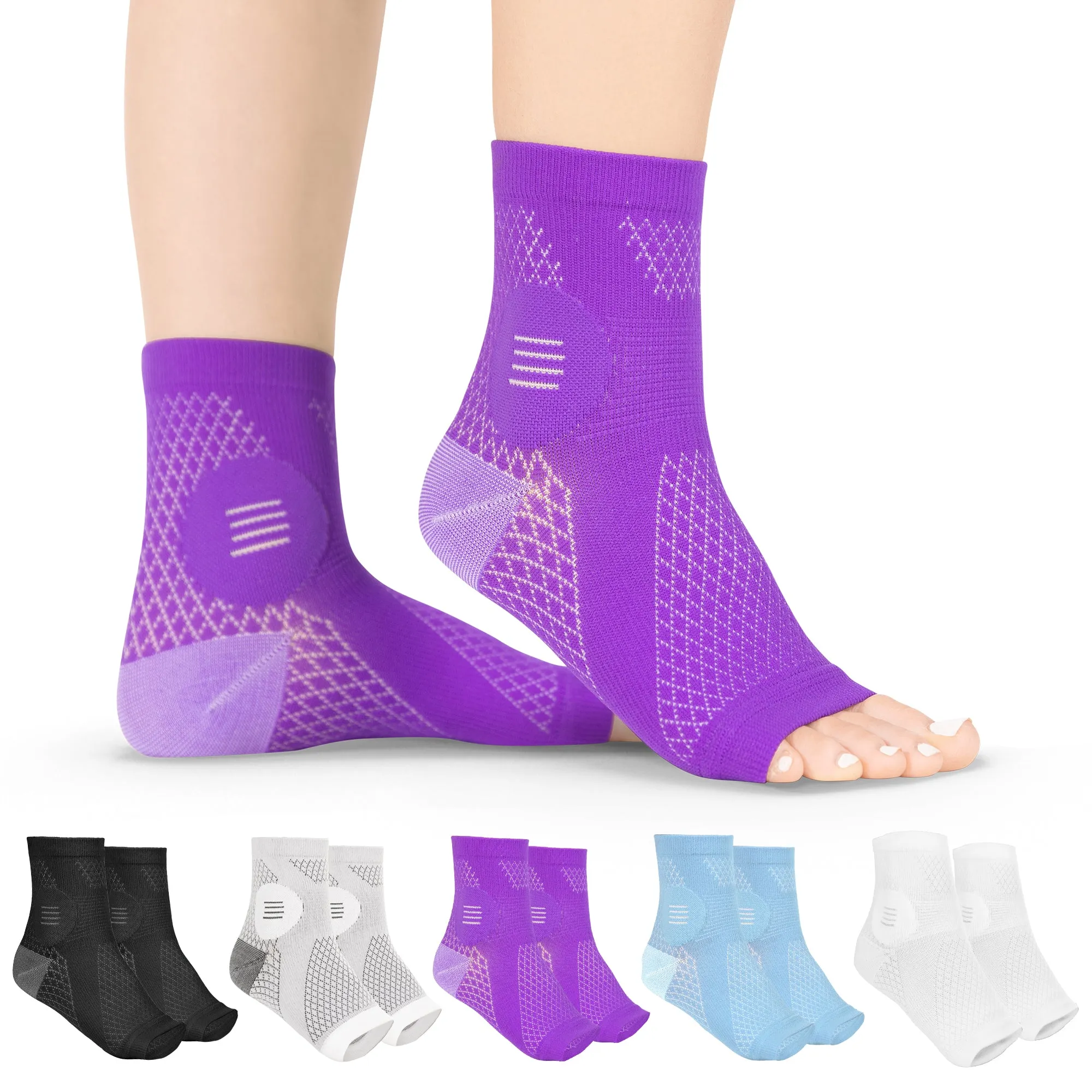Neuropathy Socks | Compression Toeless Foot Pain Relief Sleeves for Diabetics and Peripheral Treatment (Pair)