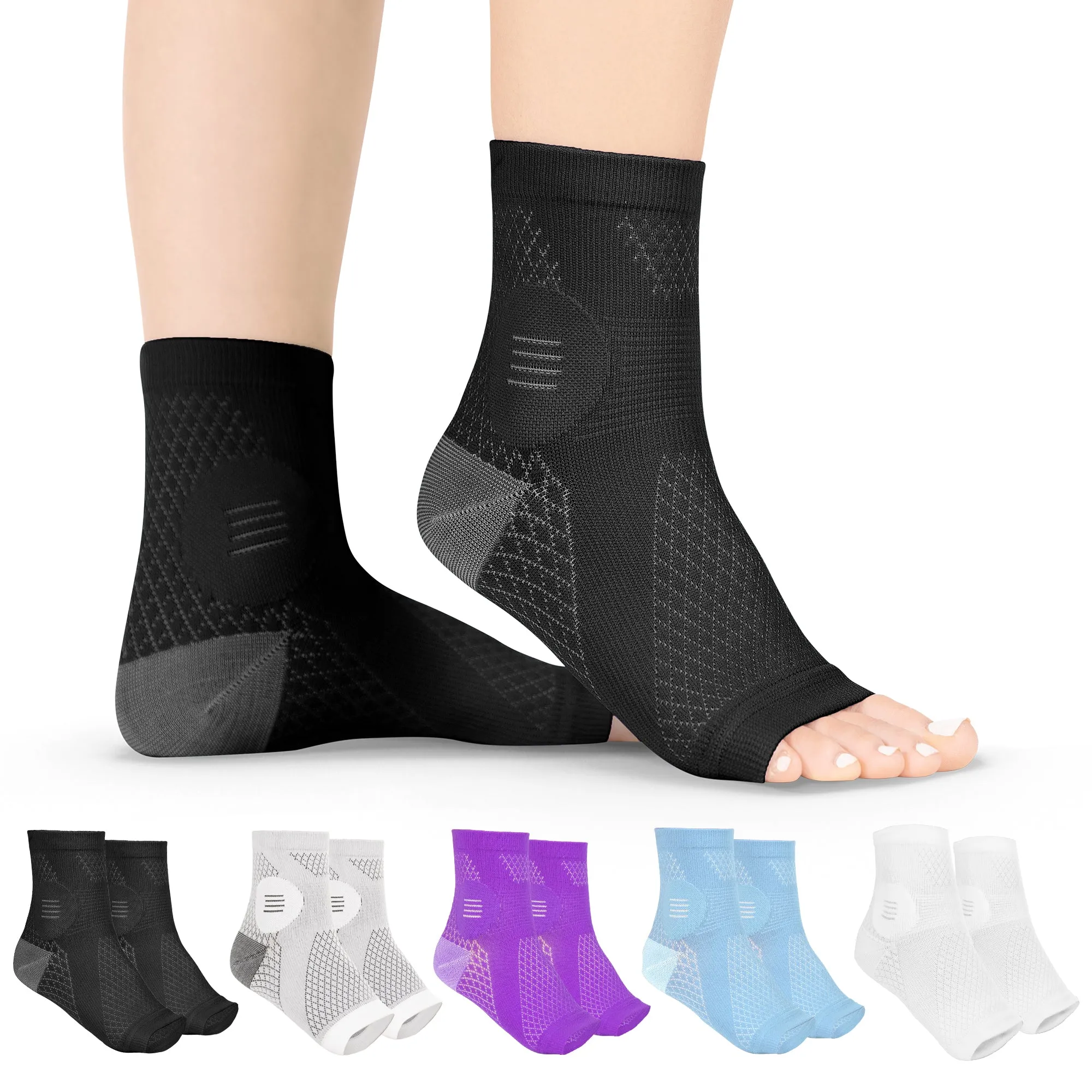 Neuropathy Socks | Compression Toeless Foot Pain Relief Sleeves for Diabetics and Peripheral Treatment (Pair)