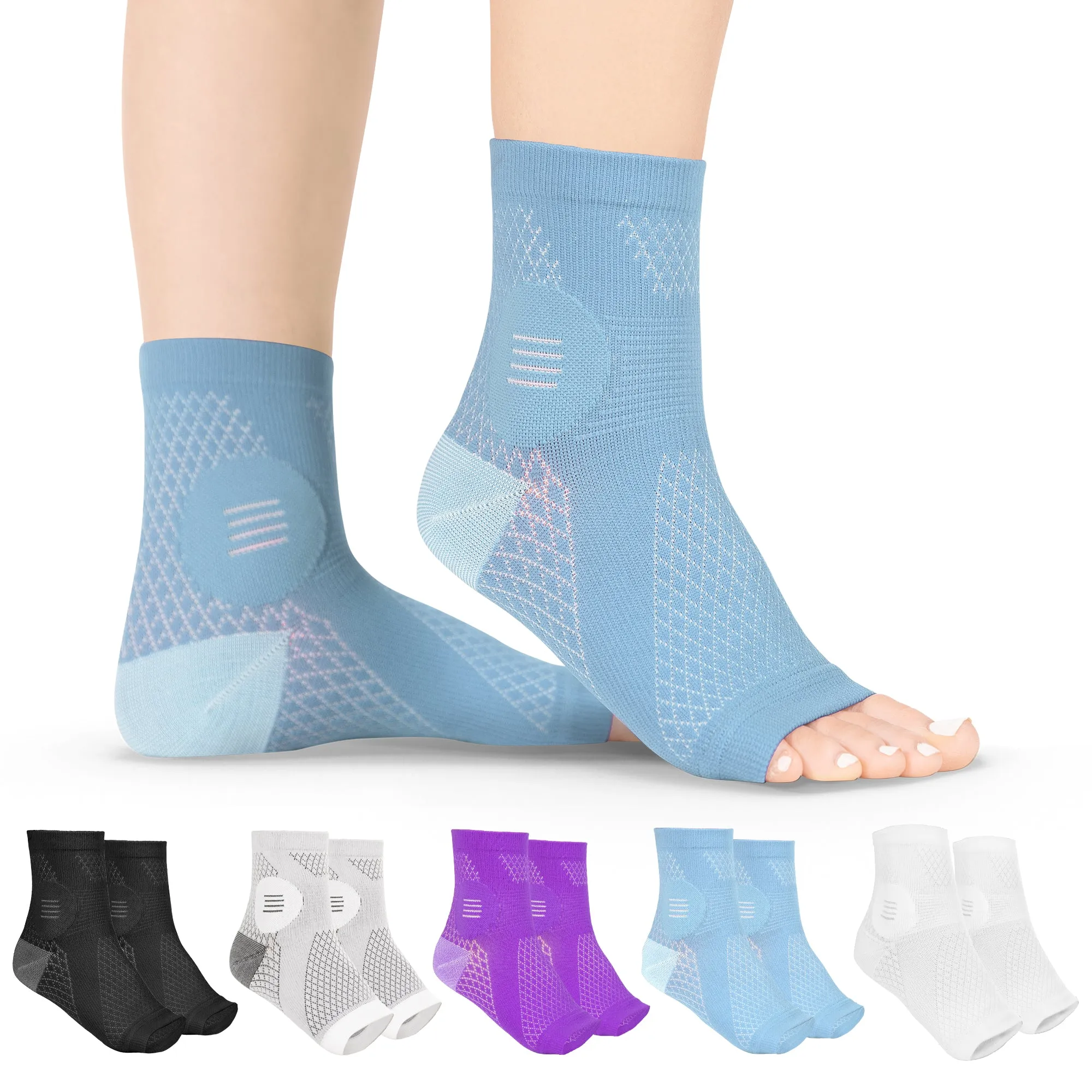 Neuropathy Socks | Compression Toeless Foot Pain Relief Sleeves for Diabetics and Peripheral Treatment (Pair)