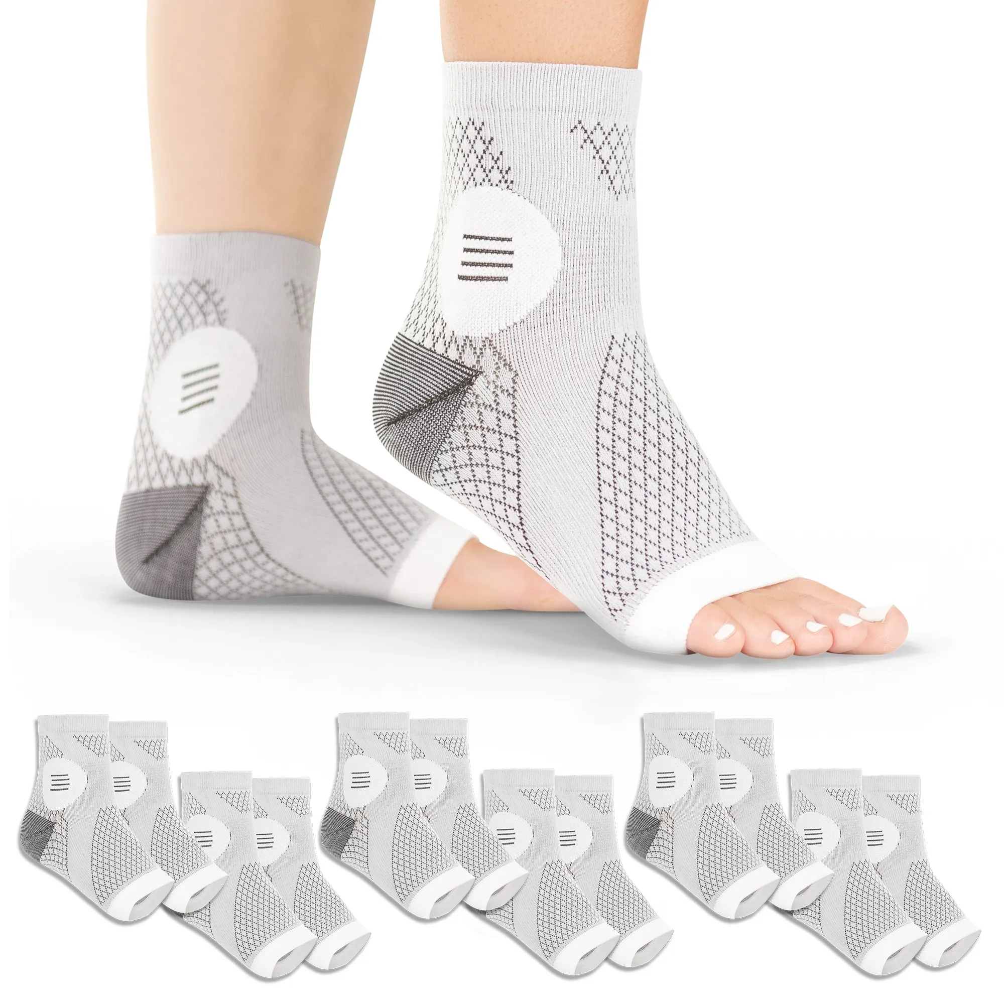 Neuropathy Socks | Compression Toeless Foot Pain Relief Sleeves for Diabetics and Peripheral Treatment (Pair)