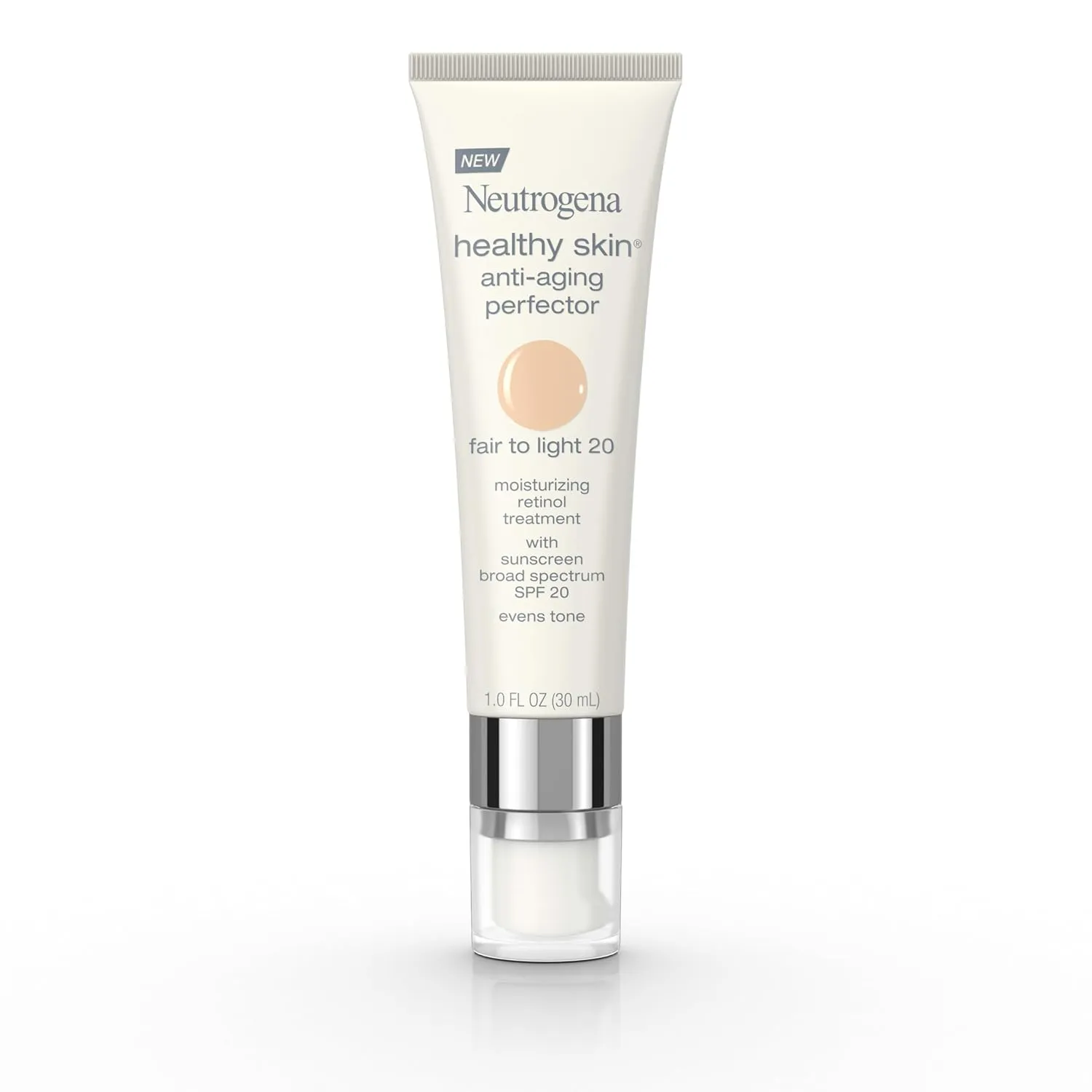 Neutrogena Retinol Treatment and Tinted Facial Moisturizer, Healthy Skin Anti-Aging Perfector with Broad Spectrum SPF 20 Sunscreen with Titanium Dioxide, 20 Fair to Light, 1 fl. oz