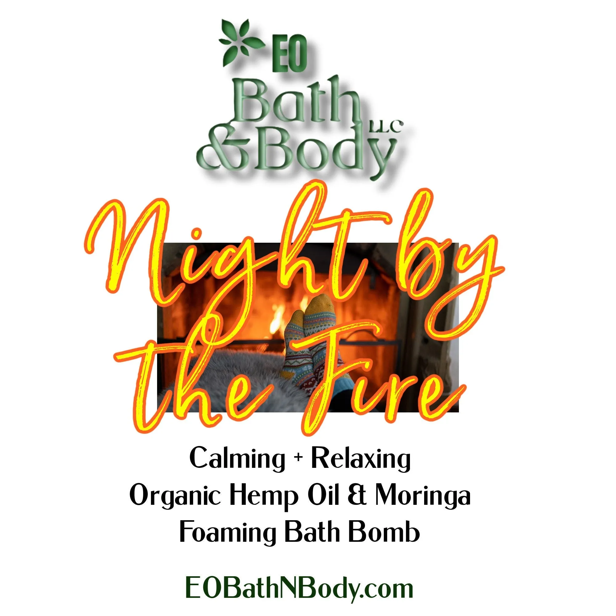 Night by the Fire Foaming Bath Bomb | Infused with Organic Moringa Oil | Bath Fizzy | Gift for Friend | Vegan
