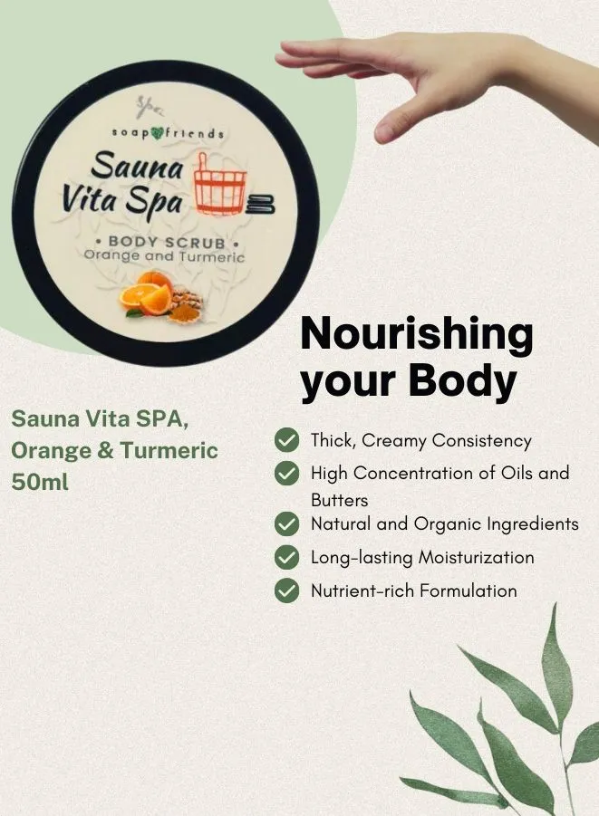 Orange Turmeric Powder Salt Body Scrub | 50ml for Sauna and Steam Bath Glow