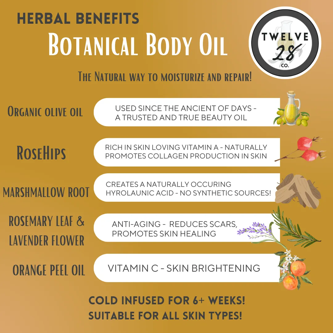 ORGANIC BOTANICAL BODY OIL - ALL PURPOSE - ALL BODY PARTS