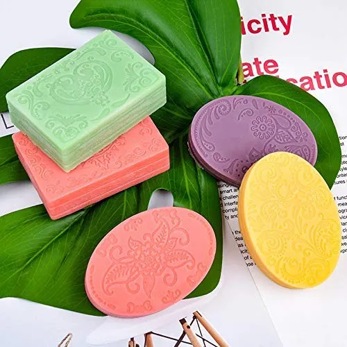 Oval Rectangle 6-Cavity Silicone Molds, 6 Patterns Silicone Mold for Soap Making