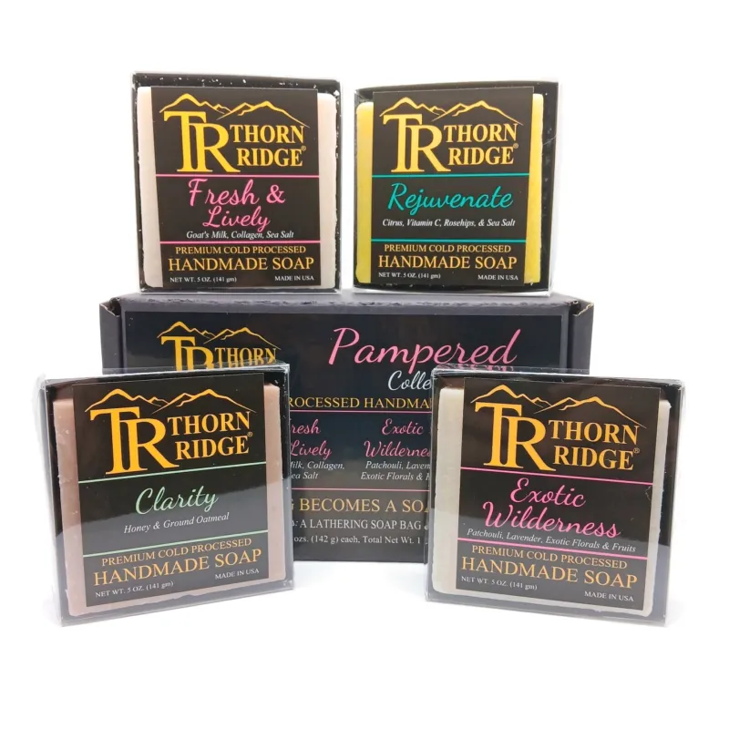 Pampered Collection: 4 Handmade Soap Bars - 5 Ounces Each (Pack of 4)