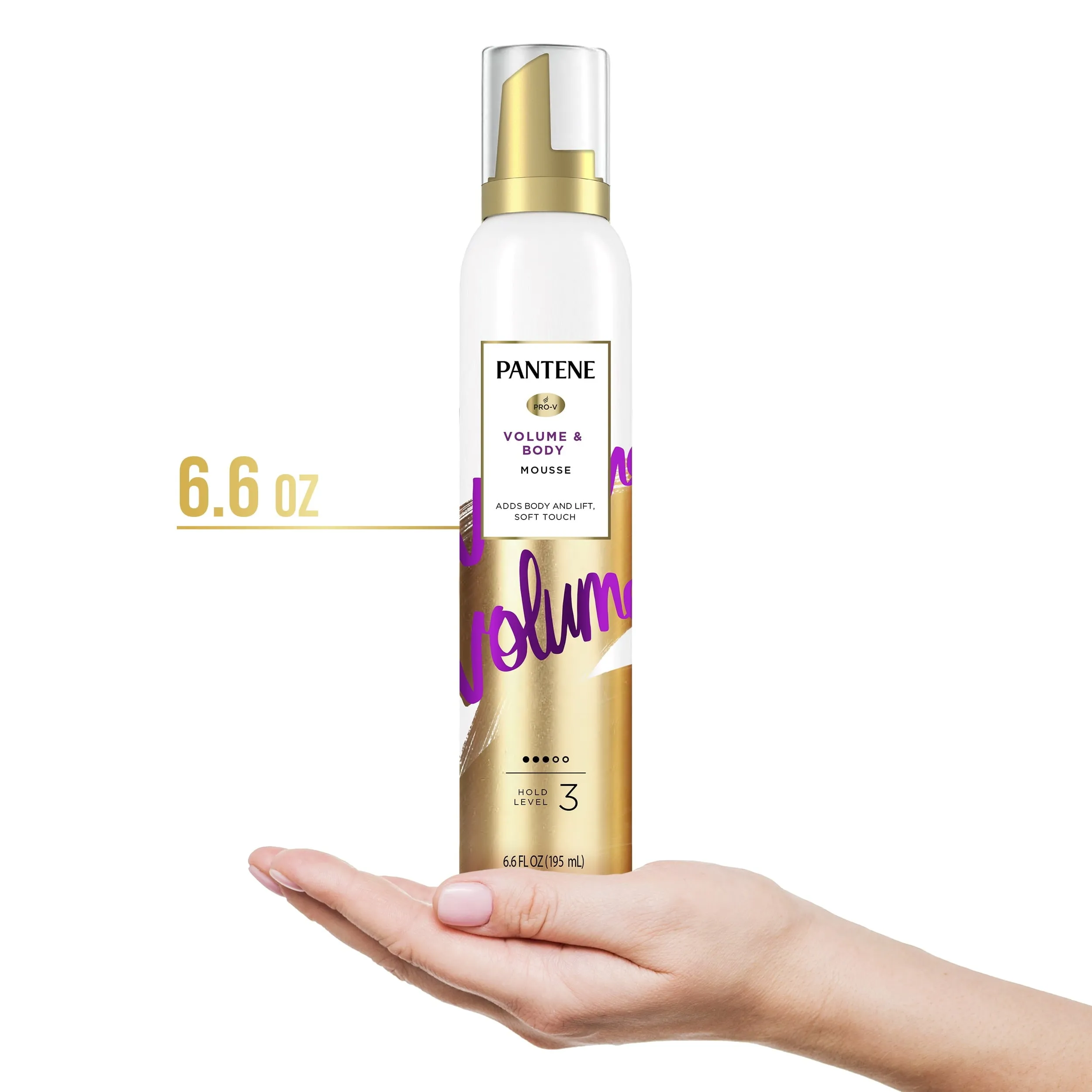 Pantene Volume Mousse, Boosts Fine Flat Hair for Max Fullness, 6.6 oz