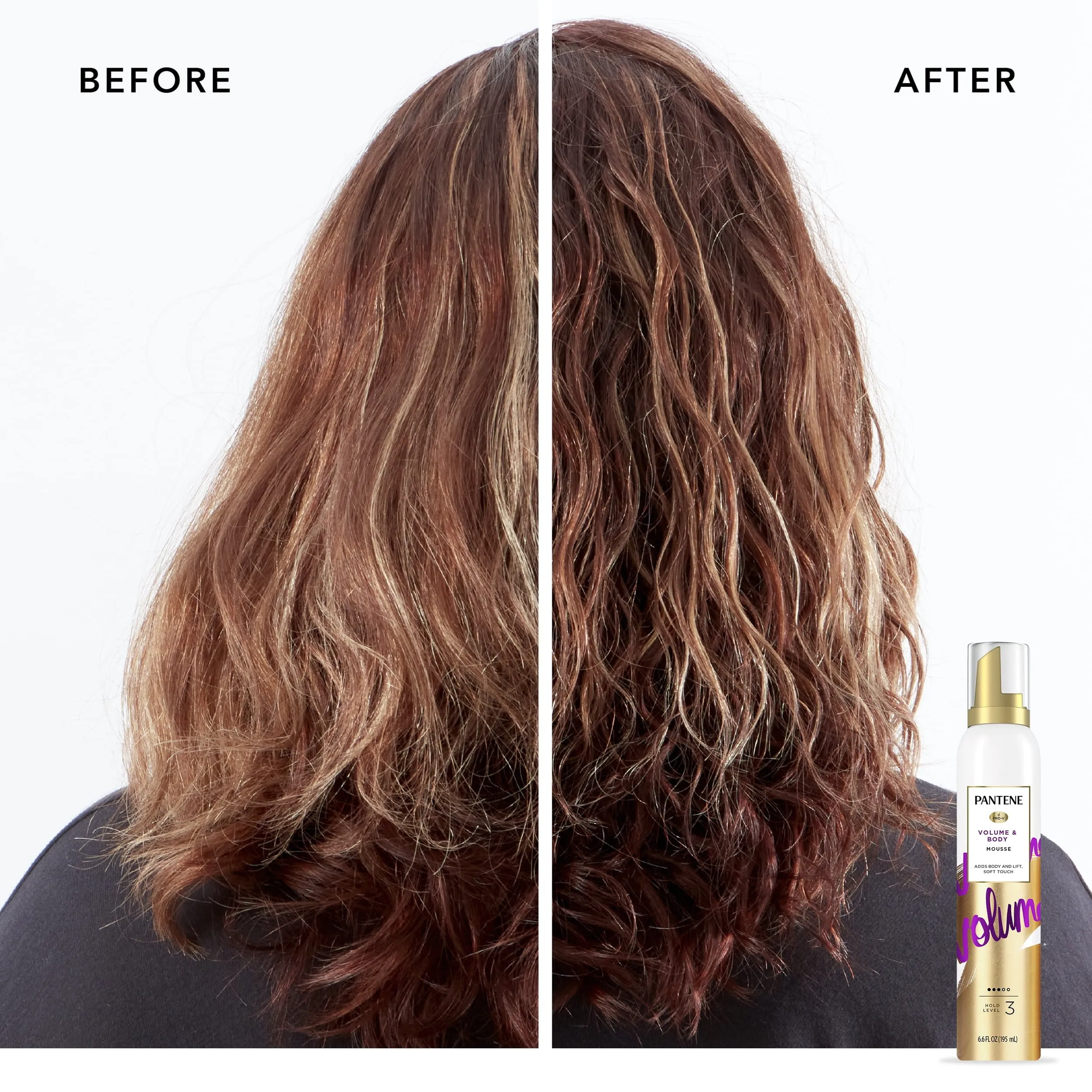 Pantene Volume Mousse, Boosts Fine Flat Hair for Max Fullness, 6.6 oz