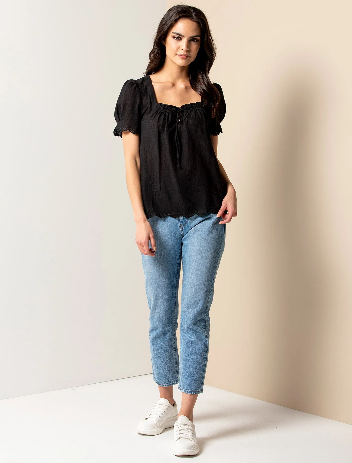 Penelope Square Neck Embroidered Blouse