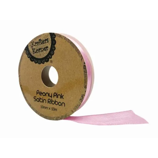 Peony Pink Satin Ribbon - 1cm x 10m