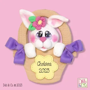 Personalized EASTER BUNNY Ornament Handmade Polymer Clay